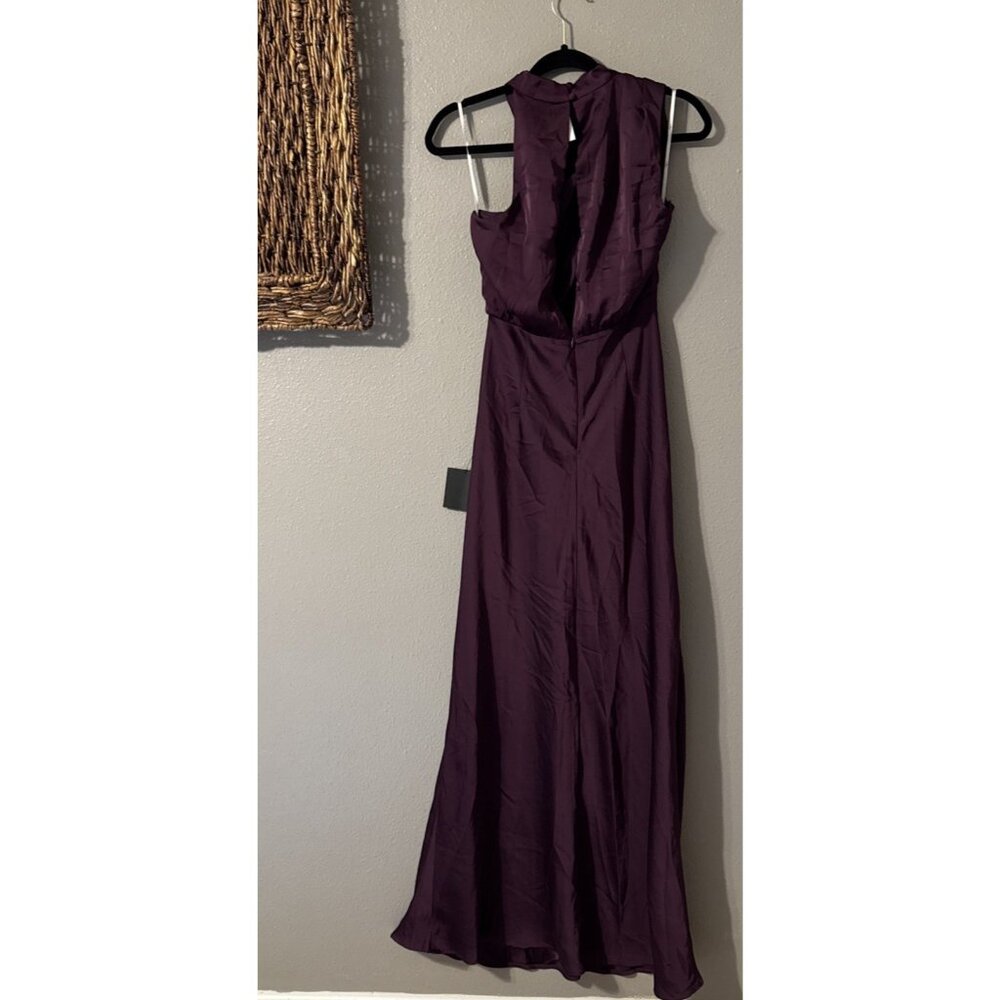 Lulus S Maxi Long Dress Distinctive Charm Satin Mock Neck A Line Sleeveless NEW - Picture 6 of 10